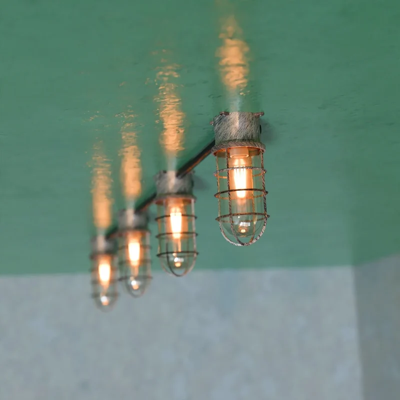 Retro Oval Schott Käfig Wand Deckenhalterung Einbau Leuchte ~3223