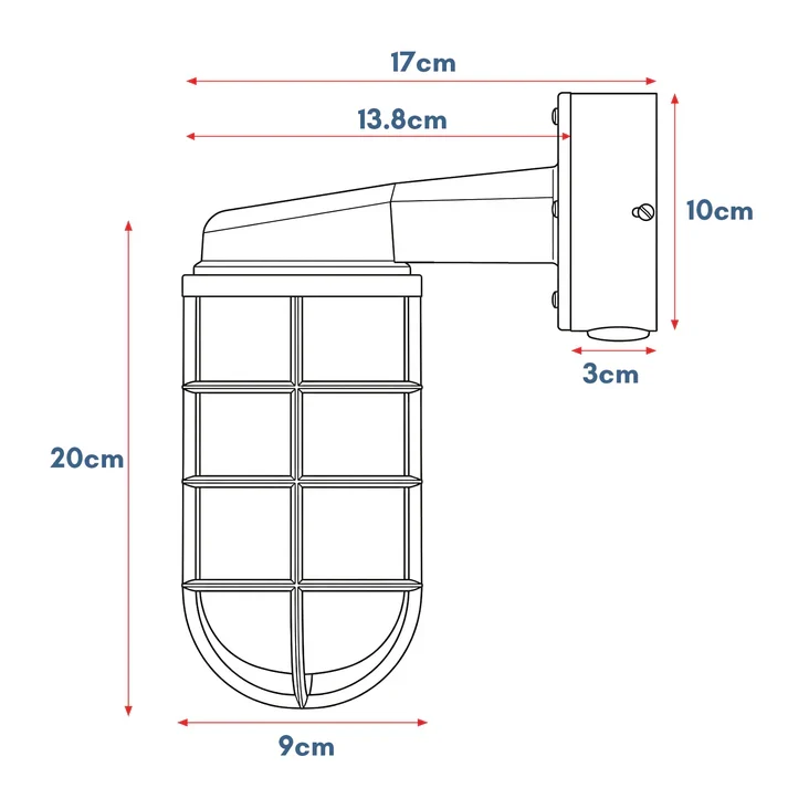 Nautische Bunker Außen Wandleuchte Gitter Glas IP44 ~3222