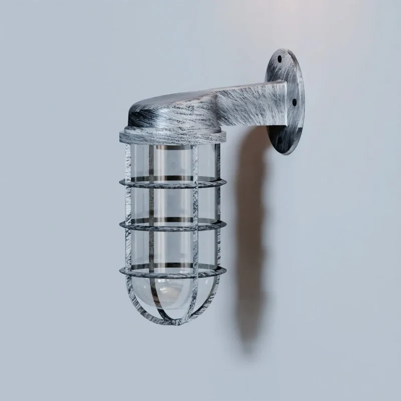 Nautische Bunker Außen Wandleuchte Gitter Glas IP44 ~3222