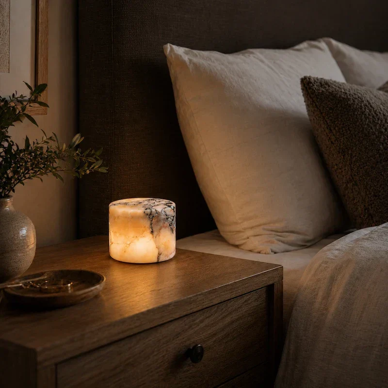 Oplaadbare Marmeren Tafellamp Draadloos Aanraakbediening Warm Wit LED Dimbaar Nachtkastje Bureau Sfeerlamp | Sansoti