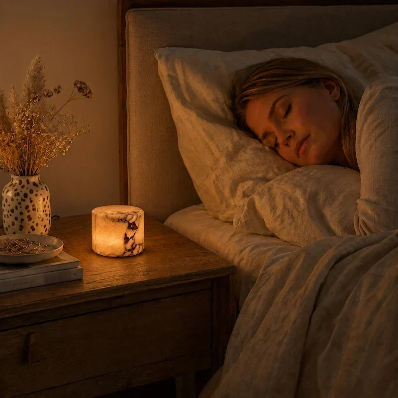Oplaadbare Marmeren Tafellamp Draadloos Aanraakbediening Warm Wit LED Dimbaar Nachtkastje Bureau Sfeerlamp | Sansoti