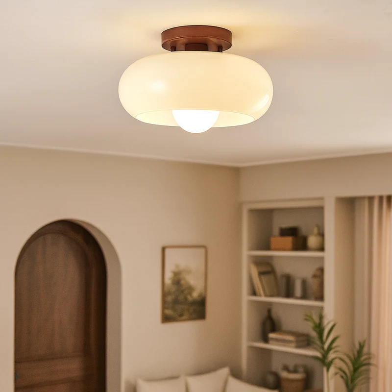 Plafondlamp Crème Glas Geometrisch Design Warm Licht 3000K Modern Interieur Woonkamer Gang Slaapkamer Ø20-28cm | Sansoti