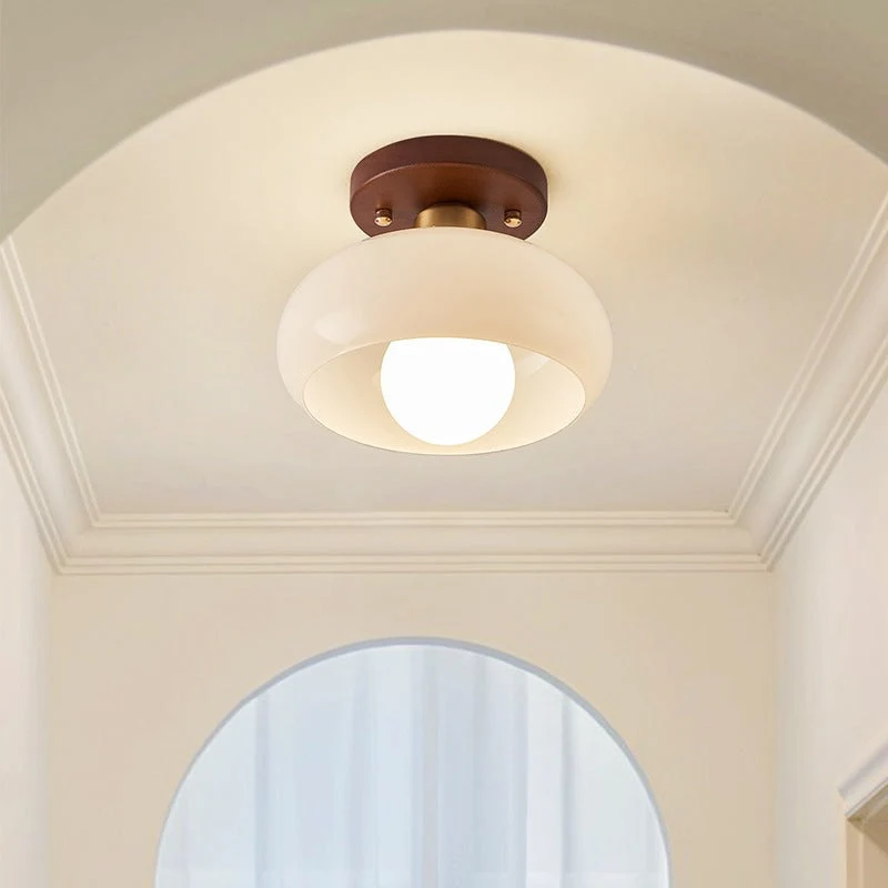 Plafondlamp Crème Glas Geometrisch Design Warm Licht 3000K Modern Interieur Woonkamer Gang Slaapkamer Ø20-28cm | Sansoti
