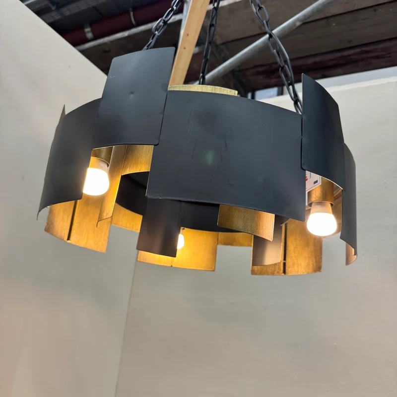 PTMD Docia Black iron hanging lamp gold inside