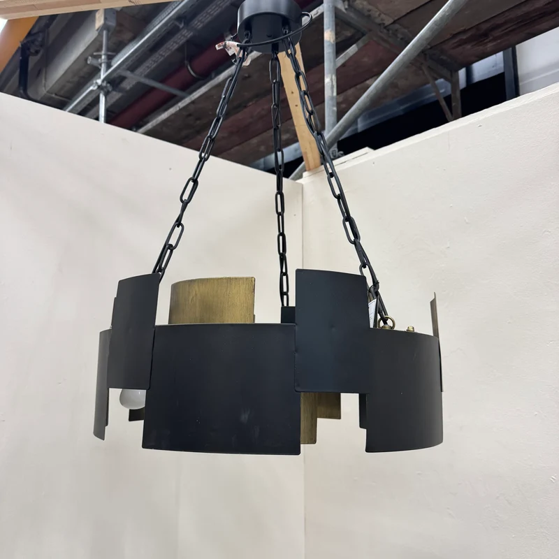 PTMD Docia Black iron hanging lamp gold inside