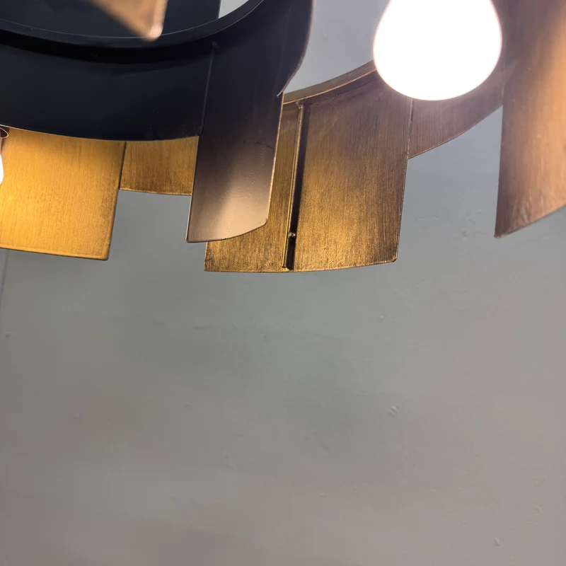 PTMD Docia Black iron hanging lamp gold inside