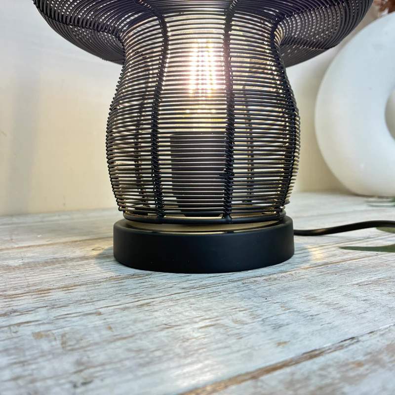 Light & Living Tischleuchte Tischlampe Pilz-Design Schwarz Metall Draht