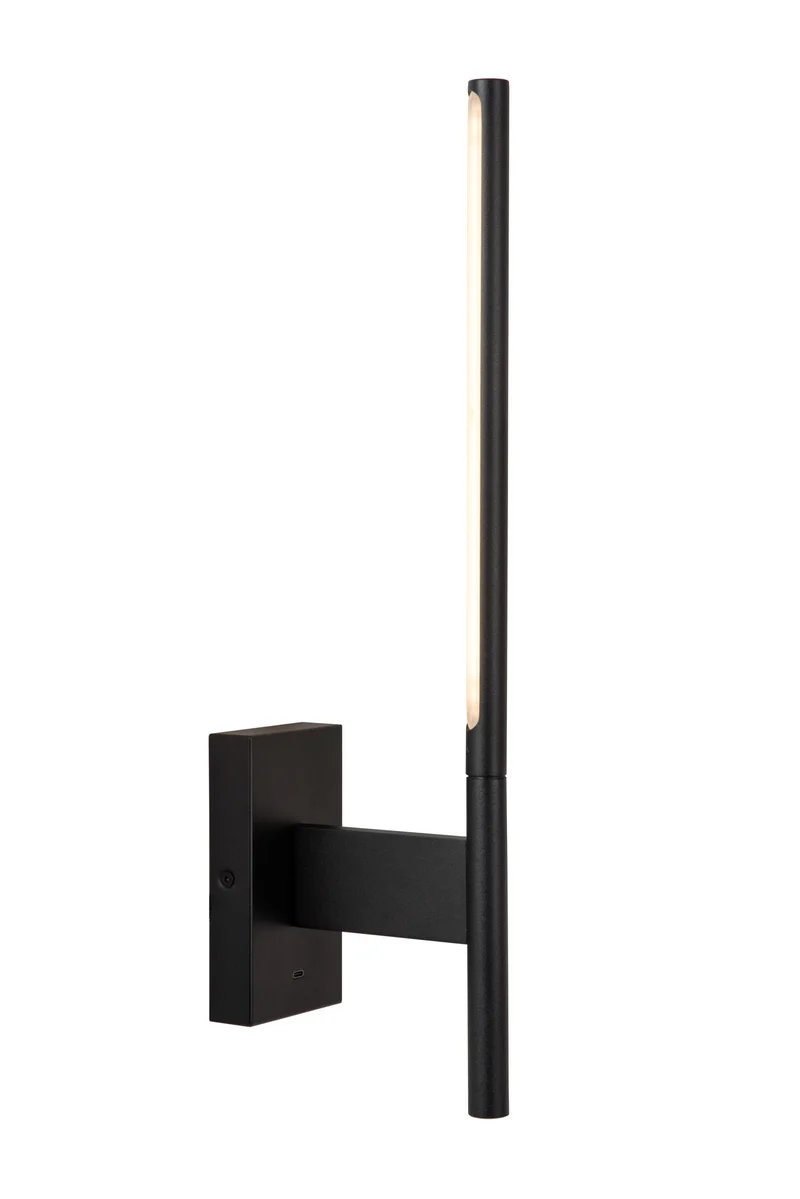 LED-Wandleuchte Finan mit USB-Ladeanschluss Schwarz 48cm