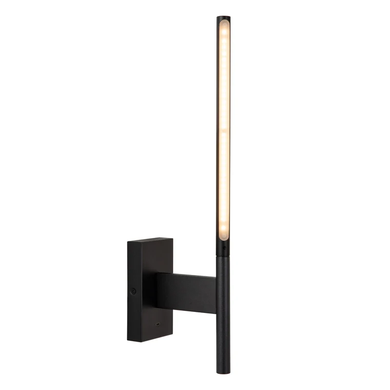 LED-Wandleuchte Finan mit USB-Ladeanschluss Schwarz 48cm