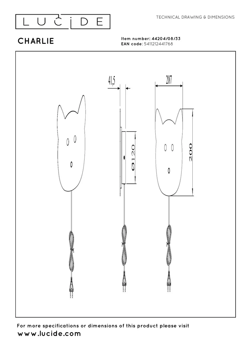 Wandleuchte Charlie mit Touchdimmer