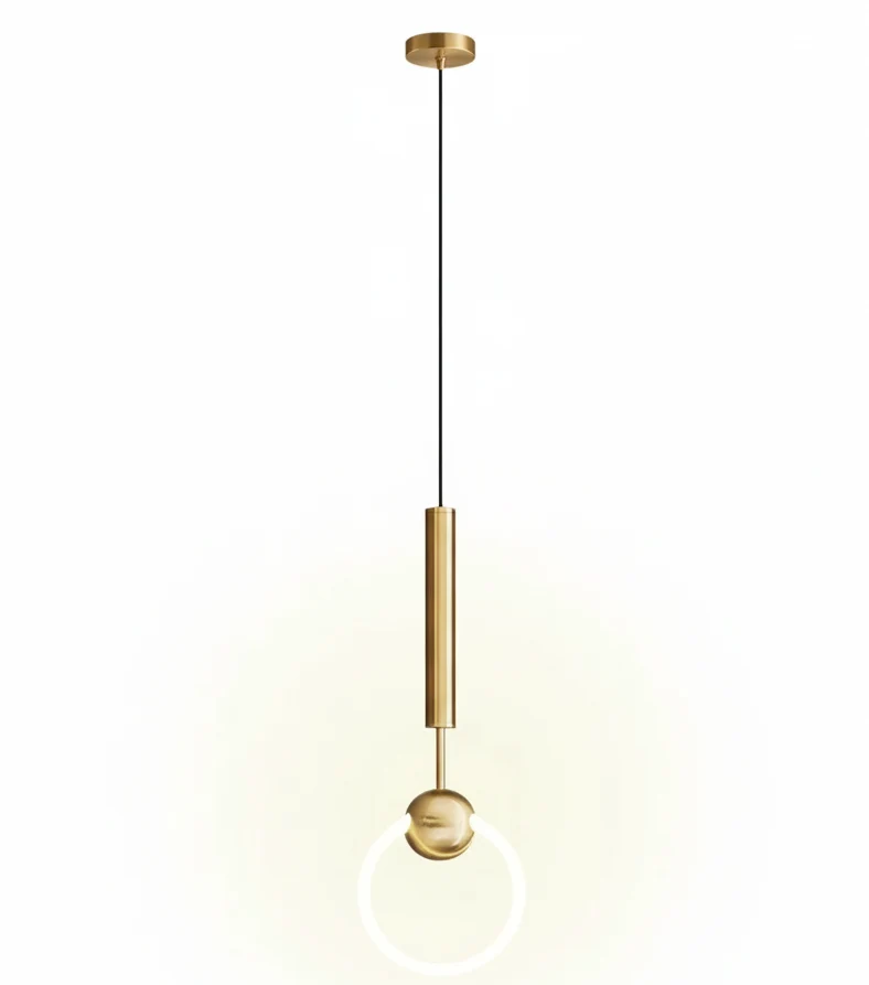 Ronde Hanglamp met LED-Ring Aluminium Goud Zwart Verstelbaar Eetkamer Slaapkamer Woonkamer Modern Design | Sansoti