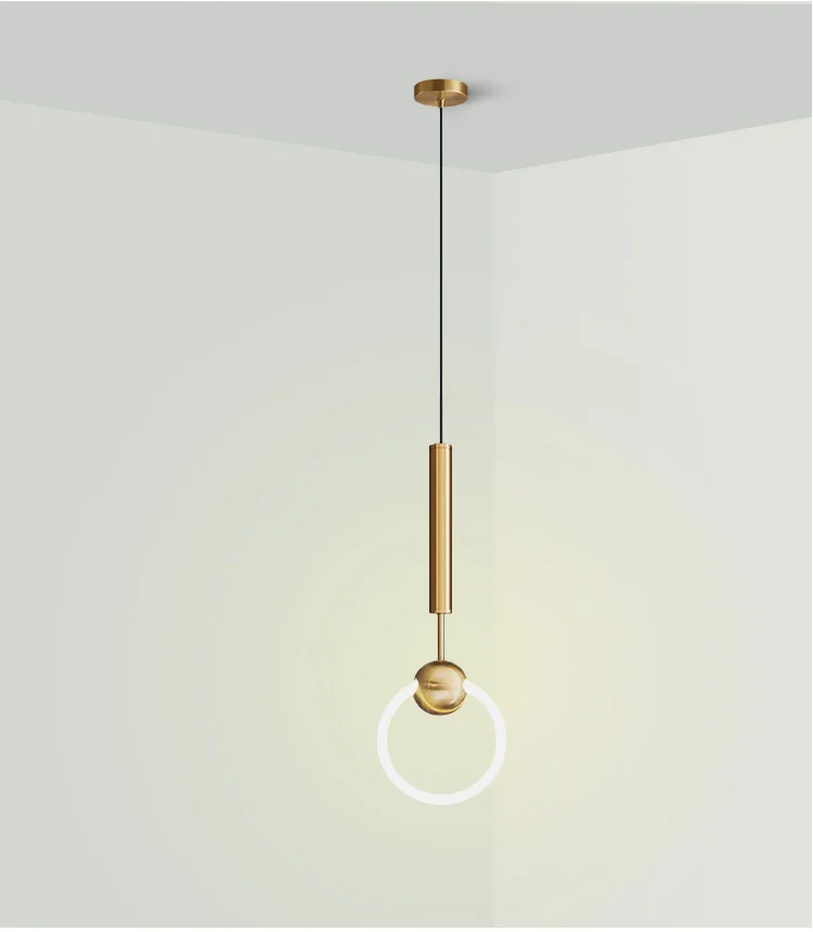 Ronde Hanglamp met LED-Ring Aluminium Goud Zwart Verstelbaar Eetkamer Slaapkamer Woonkamer Modern Design | Sansoti