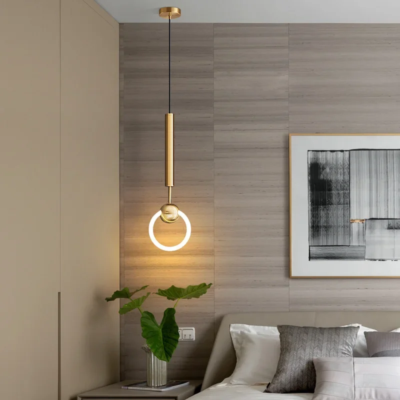 Ronde Hanglamp met LED-Ring Aluminium Goud Zwart Verstelbaar Eetkamer Slaapkamer Woonkamer Modern Design | Sansoti