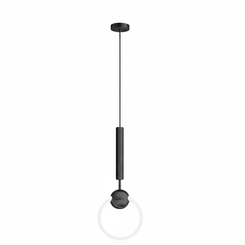 Ronde Hanglamp met LED-Ring Aluminium Goud Zwart Verstelbaar Eetkamer Slaapkamer Woonkamer Modern Design | Sansoti
