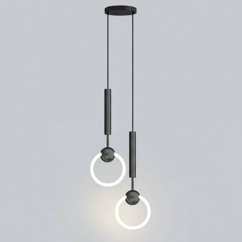 Ronde Hanglamp met LED-Ring Aluminium Goud Zwart Verstelbaar Eetkamer Slaapkamer Woonkamer Modern Design | Sansoti