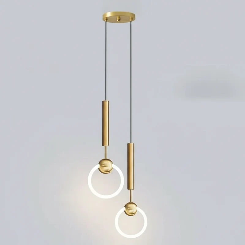 Ronde Hanglamp met LED-Ring Aluminium Goud Zwart Verstelbaar Eetkamer Slaapkamer Woonkamer Modern Design | Sansoti