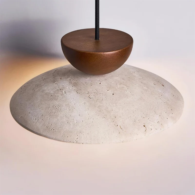 Hanglamp Travertin Hout Glas Ø25cm Dimbaar Verstelbaar Snoer Eettafel Woonkamer Sfeerverlichting Modern | Sansoti
