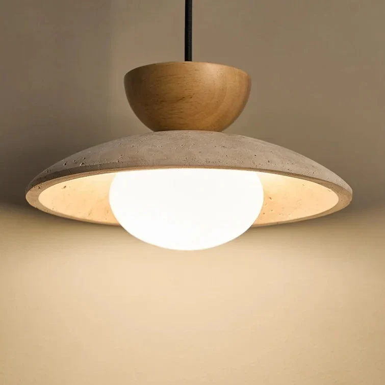 Hanglamp Travertin Hout Glas Ø25cm Dimbaar Verstelbaar Snoer Eettafel Woonkamer Sfeerverlichting Modern | Sansoti