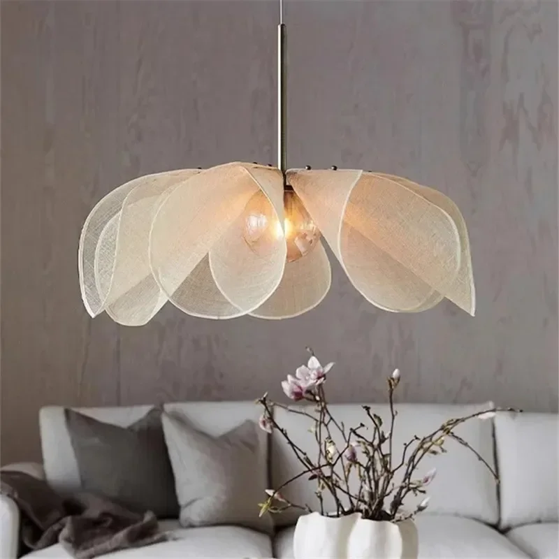 Hanglamp Linnen Kap Messing Frame E27 Fitting Warme Sfeerverlichting Woon- en Eetkamer Scandinavisch Design | Sansoti