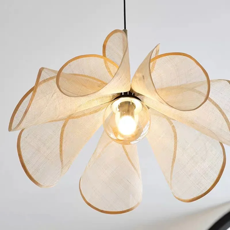 Hanglamp Linnen Kap Messing Frame E27 Fitting Warme Sfeerverlichting Woon- en Eetkamer Scandinavisch Design | Sansoti