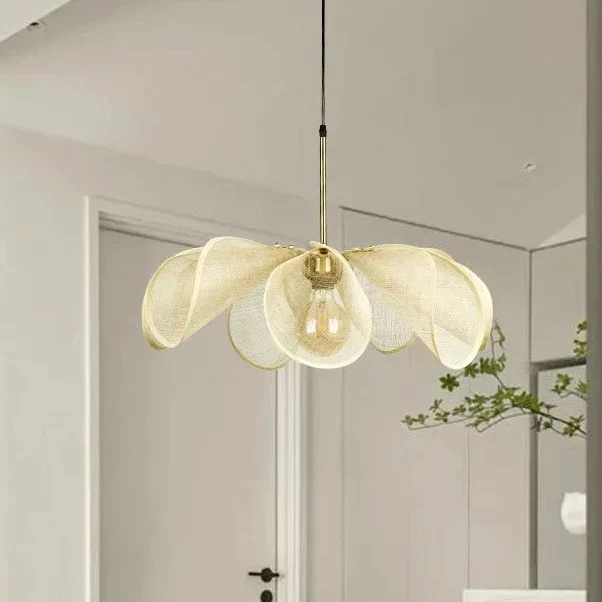 Hanglamp Linnen Kap Messing Frame E27 Fitting Warme Sfeerverlichting Woon- en Eetkamer Scandinavisch Design | Sansoti