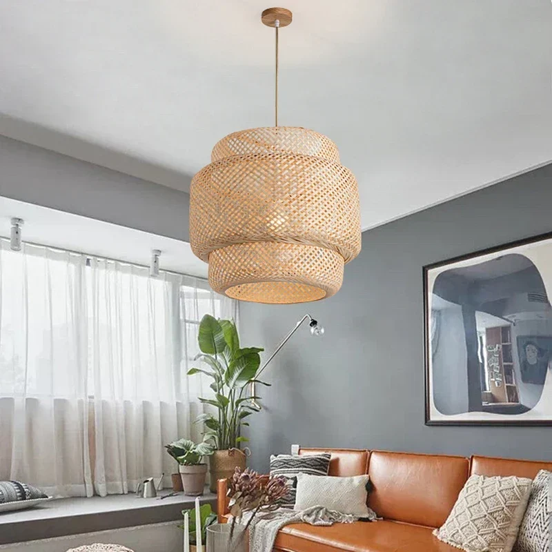 Gevlochten Hanglamp Bamboe Naturel E27 Ø30cm Woonkamer Slaapkamer Rustieke Verlichting Scandinavisch | Sansoti