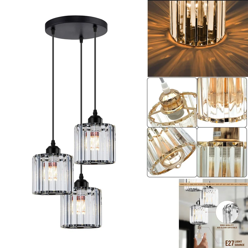 3-Wege Glas Hängelampe für Wohn & Esszimmer - Modern - Pendelleuchte ~ 3245