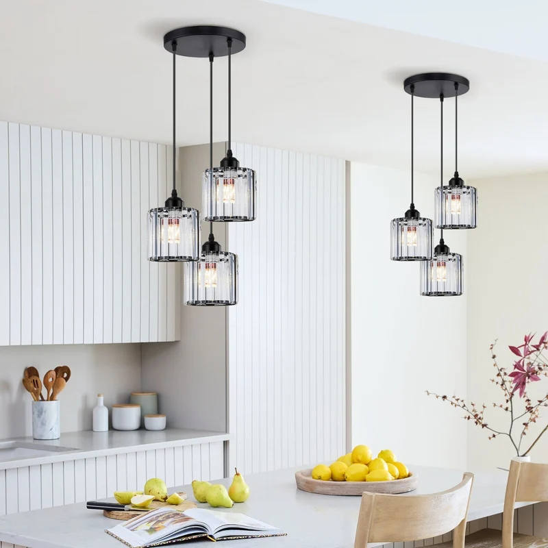 3-Wege Glas Hängelampe für Wohn & Esszimmer - Modern - Pendelleuchte ~ 3245