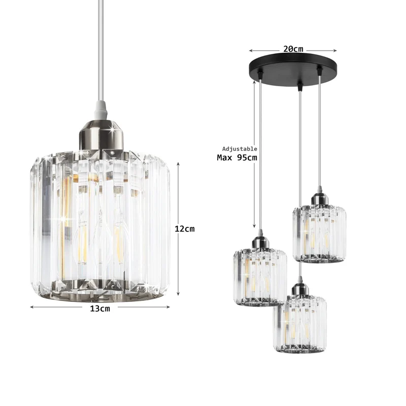 3-Wege Glas Hängelampe für Wohn & Esszimmer - Modern - Pendelleuchte ~ 3245