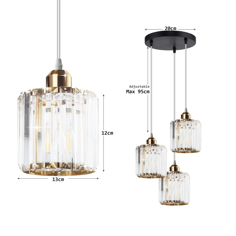 3-Wege Glas Hängelampe für Wohn & Esszimmer - Modern - Pendelleuchte ~ 3245