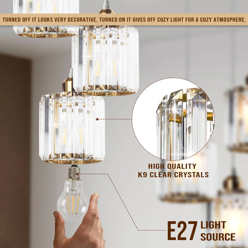 3-Wege Glas Hängelampe für Wohn & Esszimmer - Modern - Pendelleuchte ~ 3245