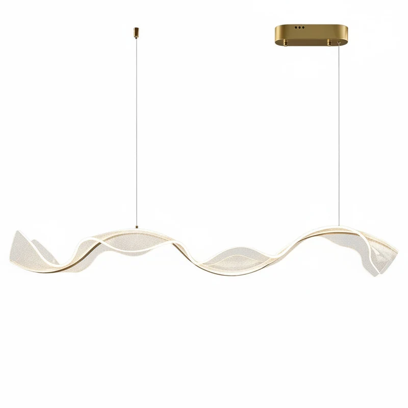 Nordic Wave LED Hanglamp Acryl Golfvorm met Messing Afwerking Dimbaar Verstelbaar voor Eetkamer Slaapkamer | Sansoti