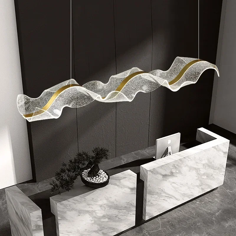 Nordic Wave LED Hanglamp Acryl Golfvorm met Messing Afwerking Dimbaar Verstelbaar voor Eetkamer Slaapkamer | Sansoti