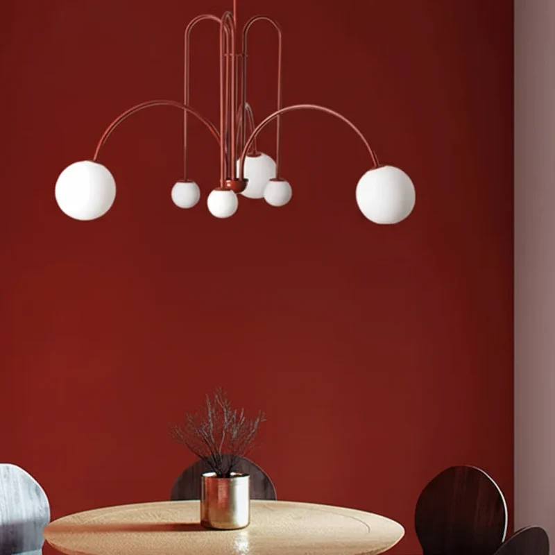 Bolvormige Kroonluchter Zwenkarm Metaal Glas Zwart Goud Rood Woonkamer Eetkamer Slaapkamer Hal Design | Sansoti