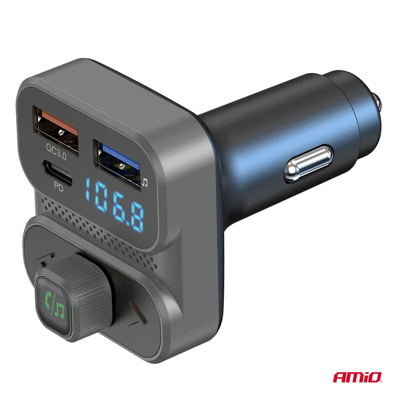 Bluetooth-FM-Transmitter mit Freisprecheinrichtung und Ladeanschluss