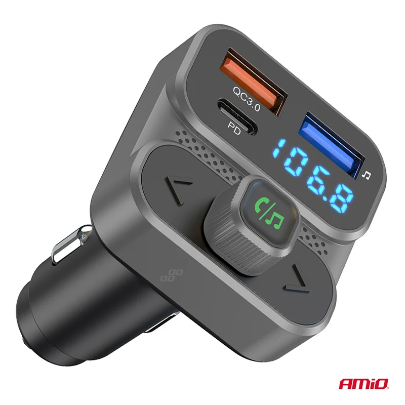 Bluetooth-FM-Transmitter mit Freisprecheinrichtung und Ladeanschluss