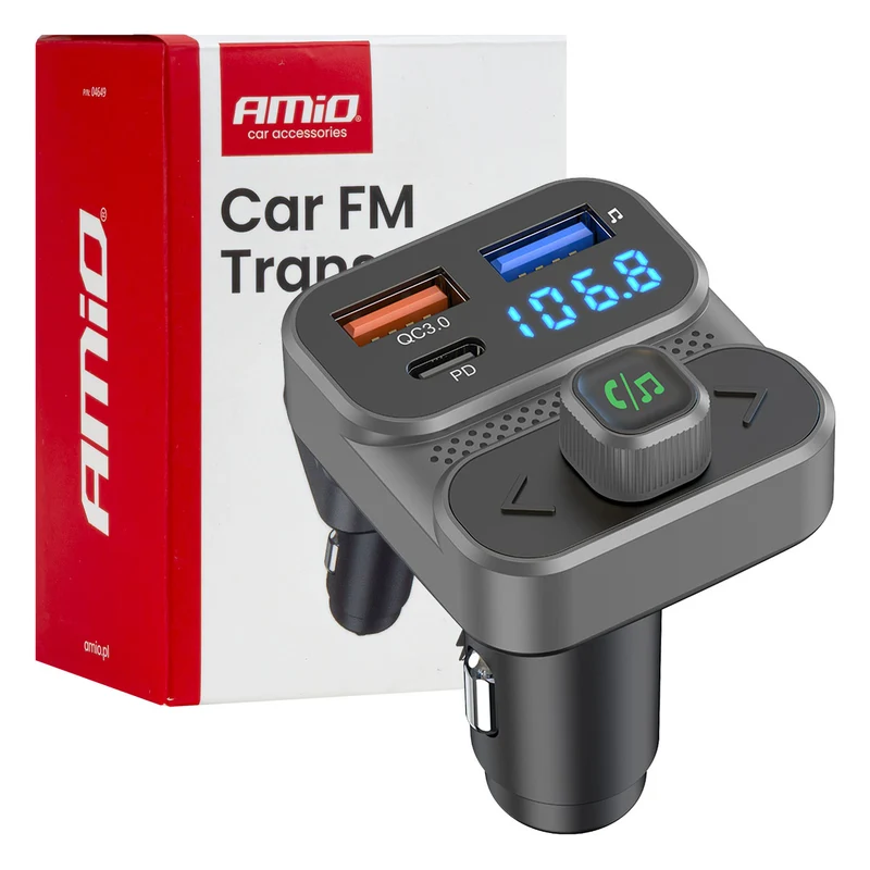 Bluetooth-FM-Transmitter mit Freisprecheinrichtung und Ladeanschluss
