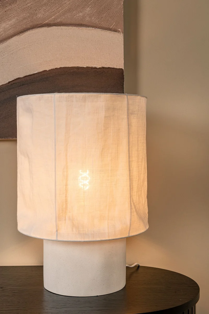 Tischleuchte Tissaja Leinen Ø 35cm Weiß