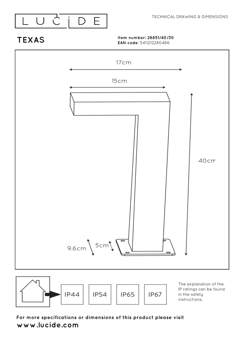 LED-Pollerleuchte Texas IP54 40cm Anthrazit Warmweiß