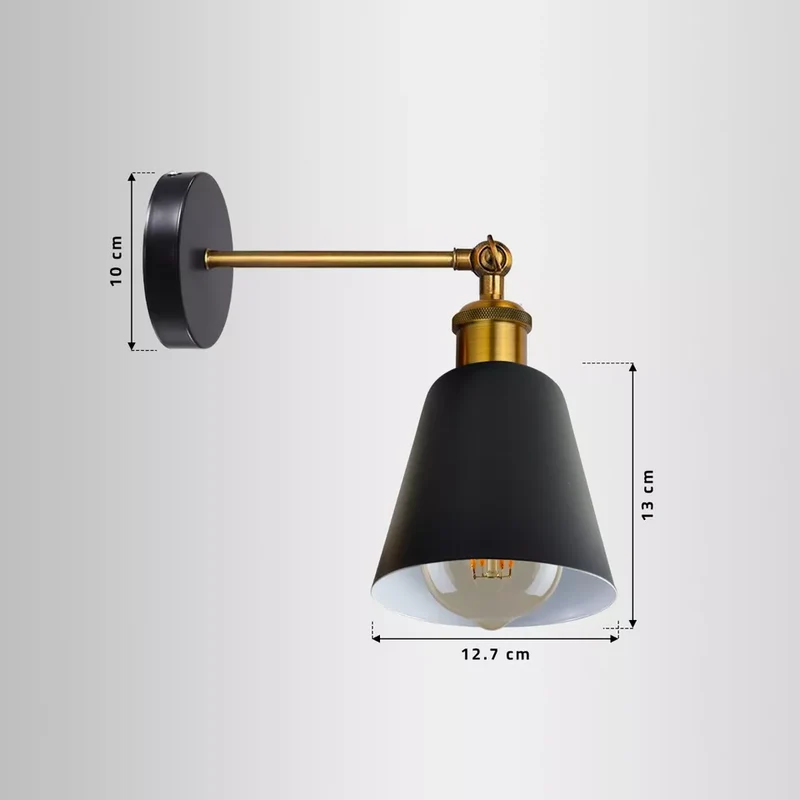 Retro Wandleuchte Konisch Messing Verstellbar E27 ~3316