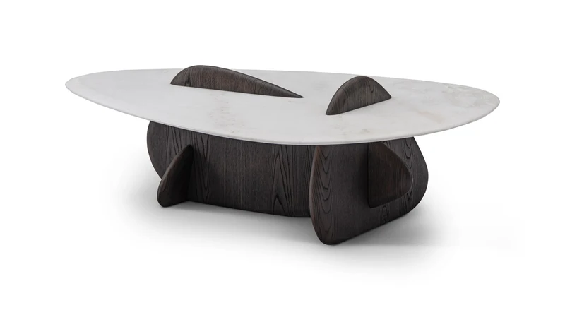 Casa Padrino Luxus Couchtisch Silbergrau / Dunkelgrau 130 x 80 x H. 35 cm - Couchtisch mit Travertin - Moderne Wohnzimmer Möbel - Luxus Qualität
