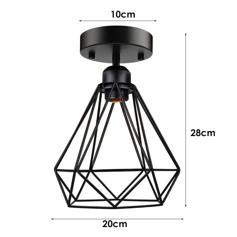 E27 Deckenlampe Käfig Metall Schwarz ~3297