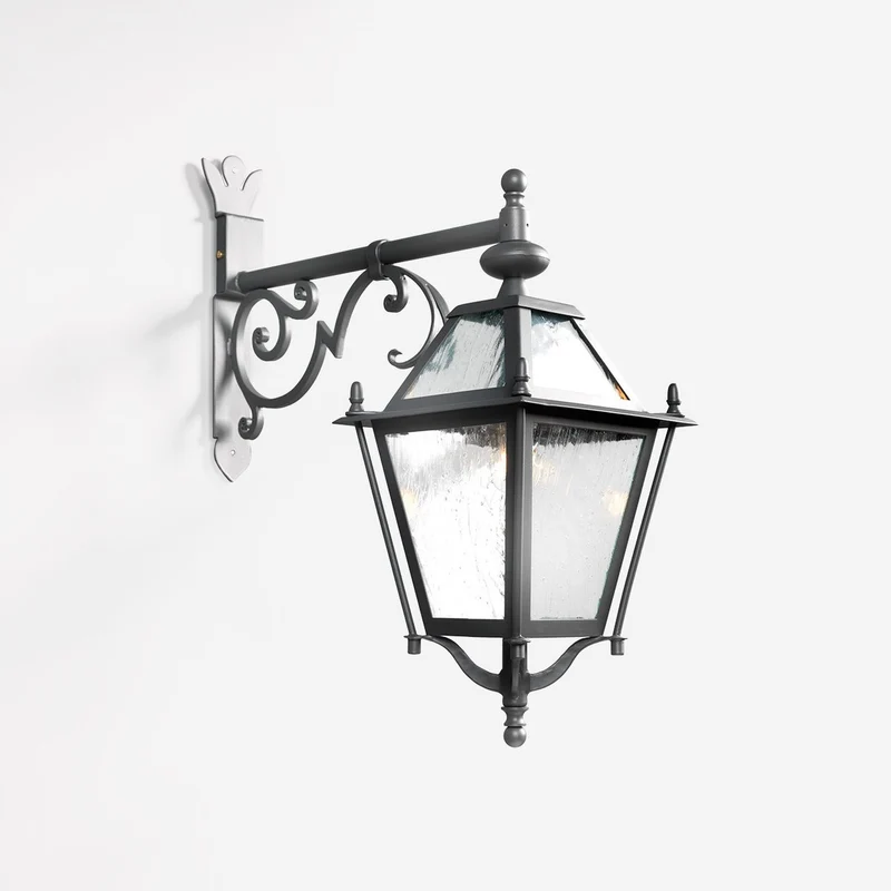 Casa Padrino Luxus Außen Laterne Grau B. 34 x H. 67 cm - Handgefertigte Laterne aus Schmiedeeisen - Luxus Kollektion - Edel & Prunkvoll