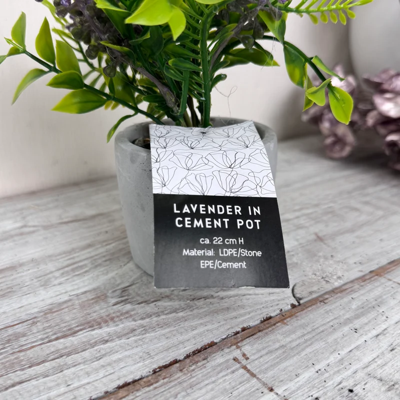 Künstliche Pflanze Lavendel im Zementtopf Deko Blume Lila