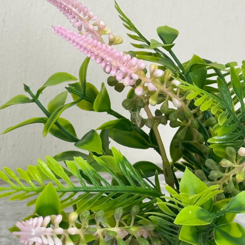 Künstliche Pflanze Lavendel im Zementtopf Deko Blume Rosa