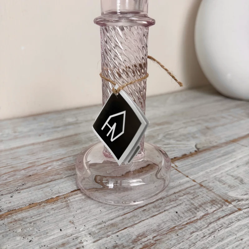 Kerzenhalter Stabkerzenhalter Glas Rosa Twist Vintage Deko Kerzenständer