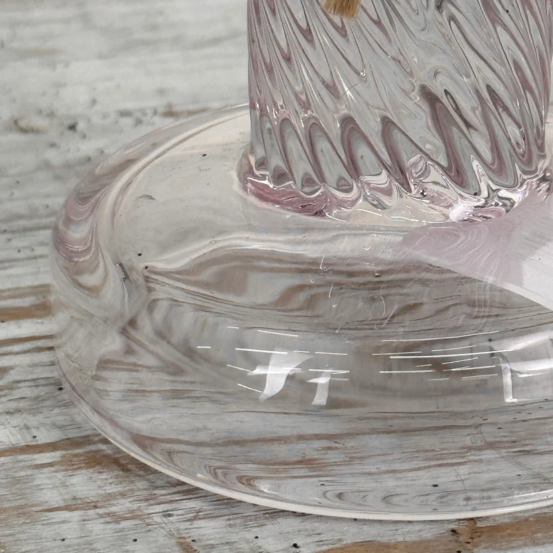 Kerzenhalter Stabkerzenhalter Glas Rosa Twist Vintage Deko Kerzenständer