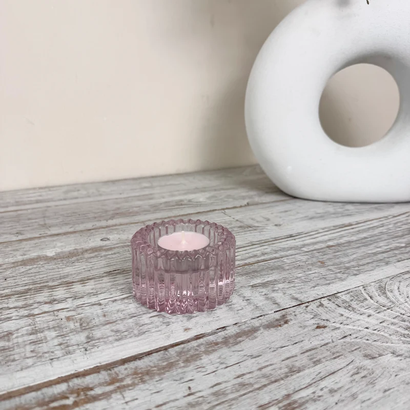 Duo Kerzenhalter Teelichthalter Rosa Klar Glas Wendbar Deko