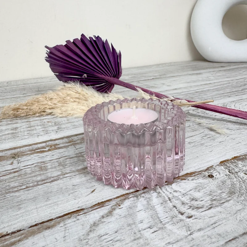 Duo Kerzenhalter Teelichthalter Rosa Klar Glas Wendbar Deko