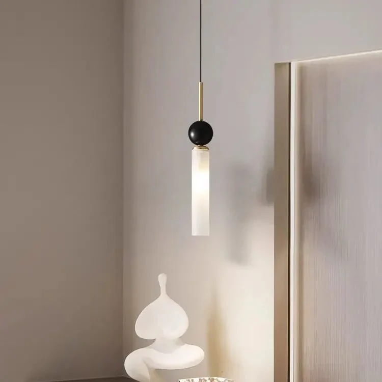 Hanglamp Marmer Buis Cilinder Zwart Goud Warm Koud Licht Design Verlichting Eetkamer Slaapkamer Woonkamer | Sansoti